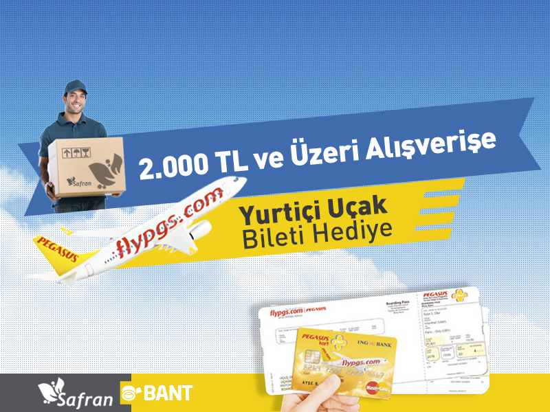 2000TL ve Üzeri Alışverişe Yurtiçi Uçak Bileti Hediye (PGS ile)